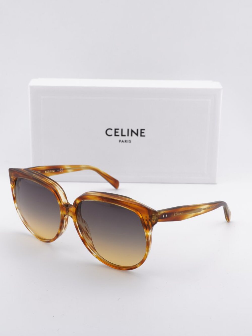 Celine CL40048I 56B Women Cat Eye Sunglasses - Havana / Grey